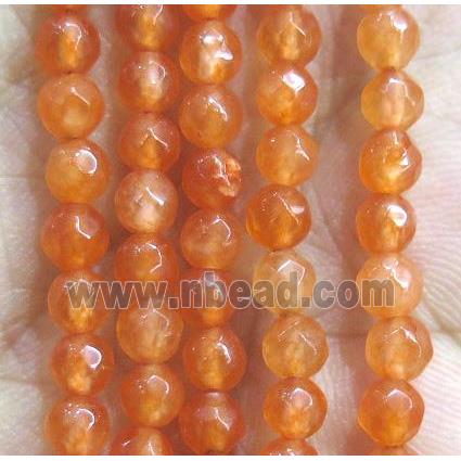 Jade Beads, faceted round, orange dye