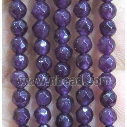 Jade Beads, faceted round, darkpurple dye