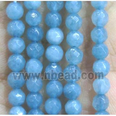 Jade Beads, faceted round, blue dye