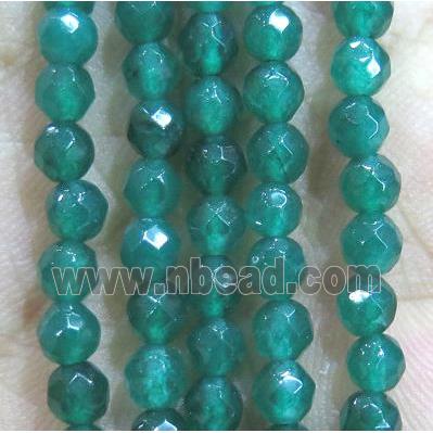 Jade Beads, faceted round, green dye
