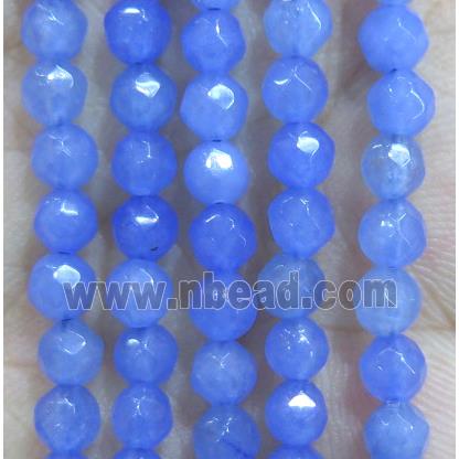 Jade Beads, faceted round, royalblue dye