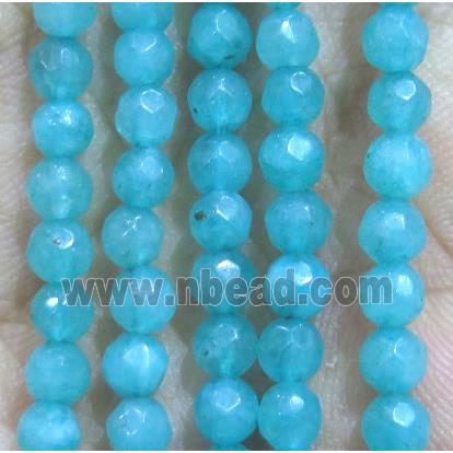 Jade Beads, faceted round, aqua dye