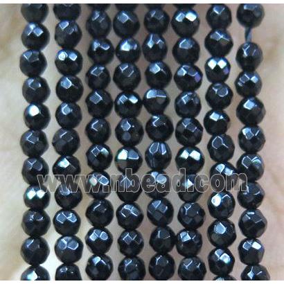 black onyx agate seed beads, faceted round