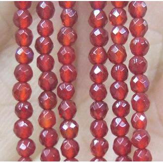 tiny red agate seed beads, faceted round