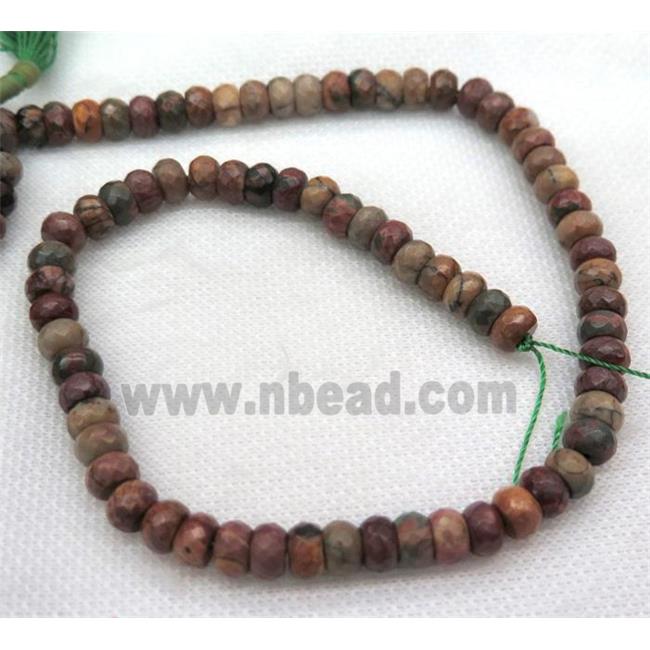 red Picasso Jasper bead, faceted rondelle