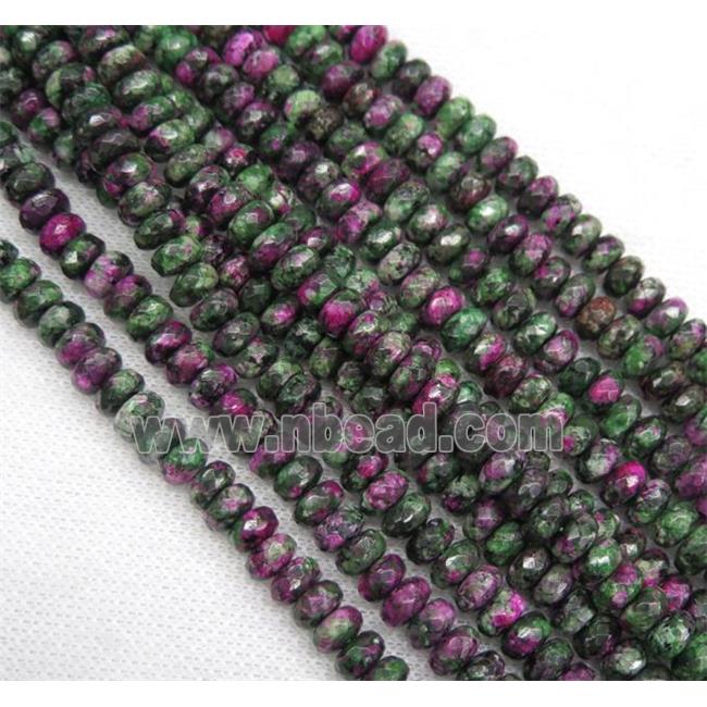 Ruby Zoisite bead, faceted rondelle