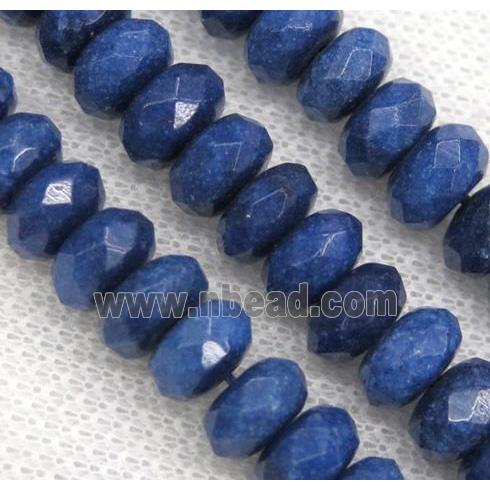 blue jade bead, faceted rondelle, dye