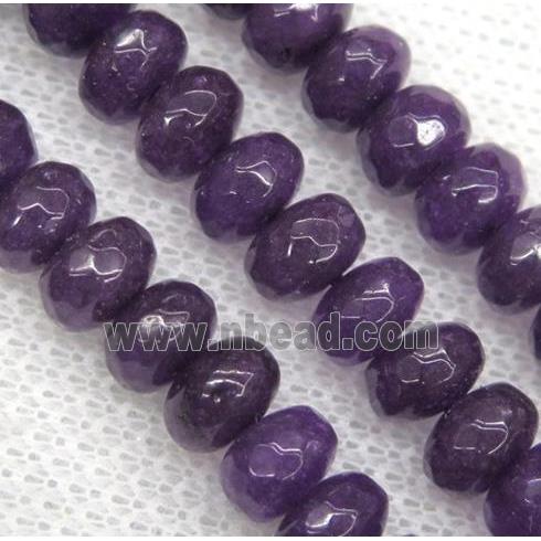 purple Jade bead, faceted rondelle, dye