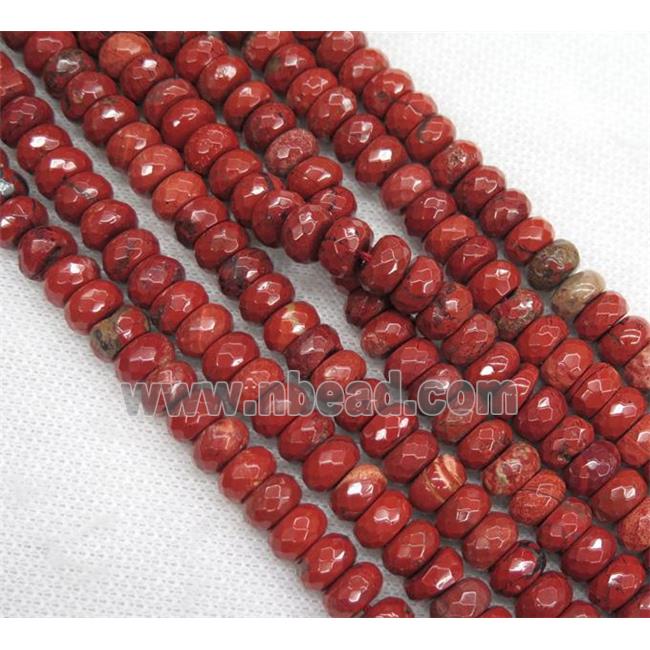 Red Jasper beads, faceted rondelle