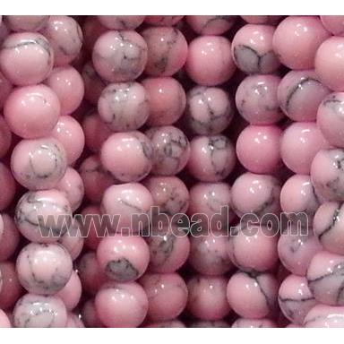 round turquiose beads, synthetic, pink