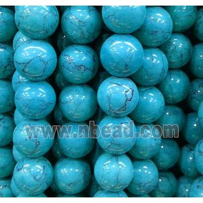 round blue turquiose beads, synthetic