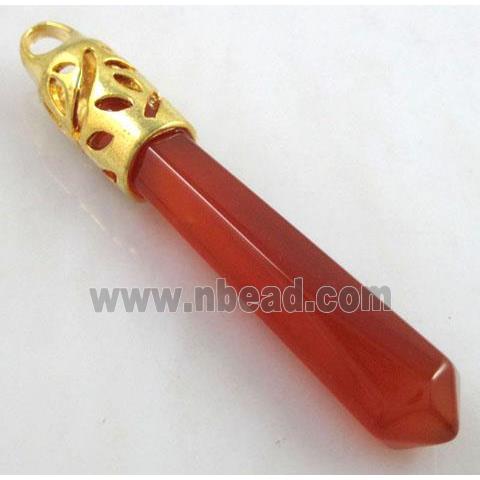 Red Agate Stone Pendant, Carnelian, stick, point