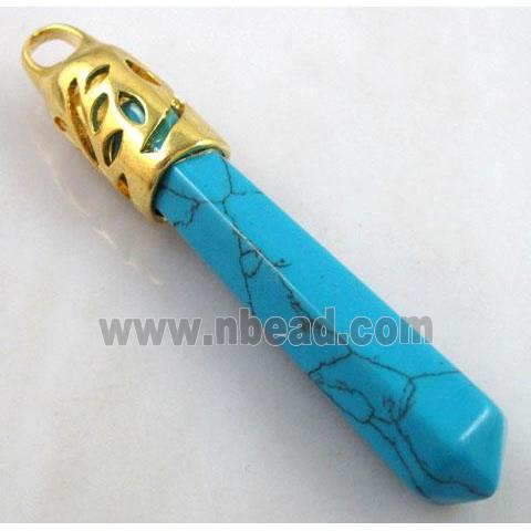 blue Turquoise stone pendant, stick, point