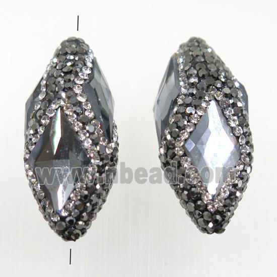 Crystal glass beads paved rhinestone, oval