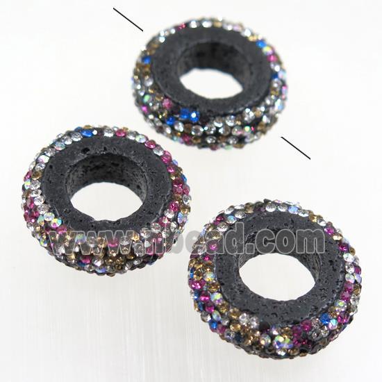 black Lava beads paved rhinestone