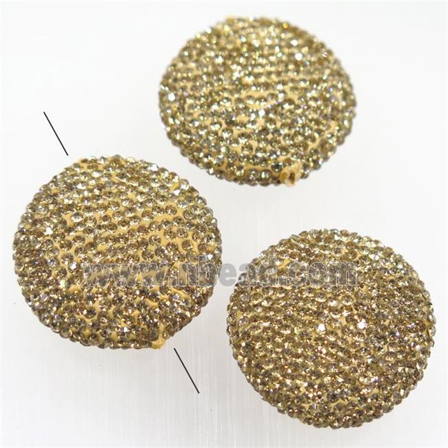 Resin beads paved yellow rhinestone, flat round