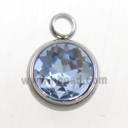 crystal glass pendant, blue topaz, stainless steel