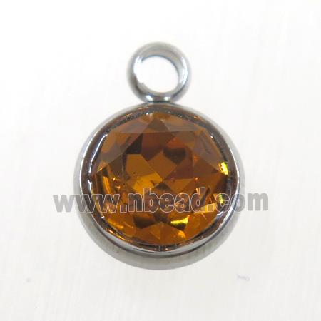 crystal glass pendant, topaz, stainless steel