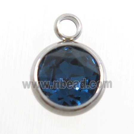 crystal glass pendant, sapphire, stainless steel