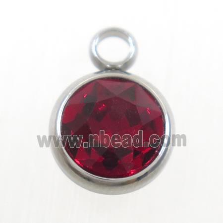 crystal glass pendant, ruby, stainless steel