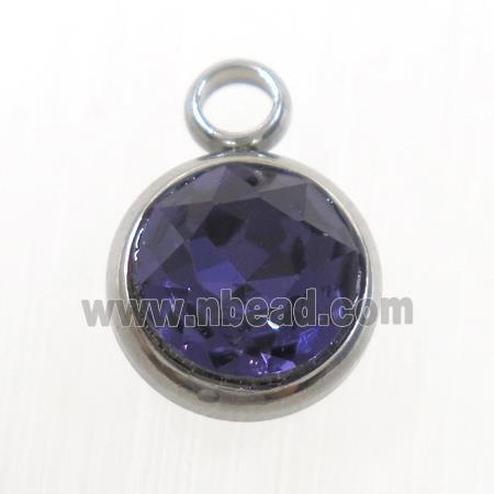 crystal glass pendant, amethyst, stainless steel