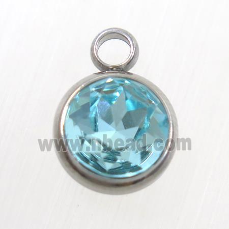 crystal glass pendant, aqua, stainless steel
