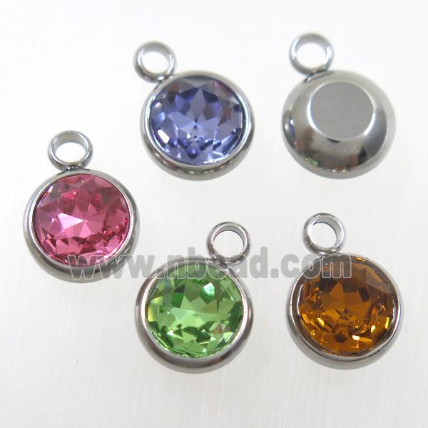 crystal glass pendant, mix color, stainless steel