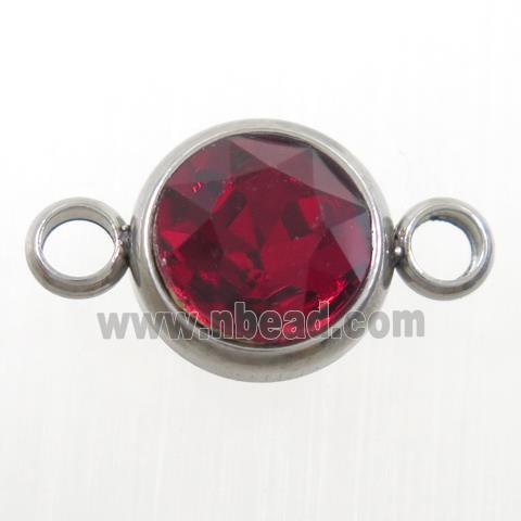 crystal glass connector, ruby, stainless steel
