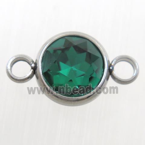 crystal glass connector, peacock green, stainless steel
