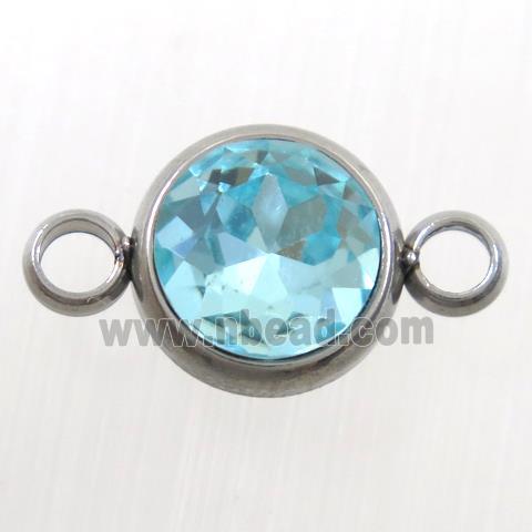 crystal glass connector, aqua, stainless steel