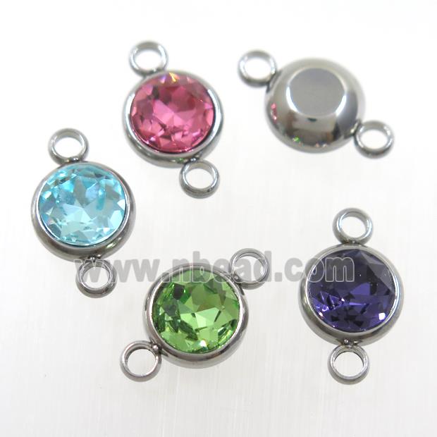 crystal glass connector, mix color, stainless steel
