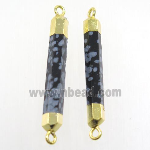 Snowflake Jasper stick connector, gold plated