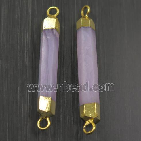 Blue Lace Agate stick connector, gold plated