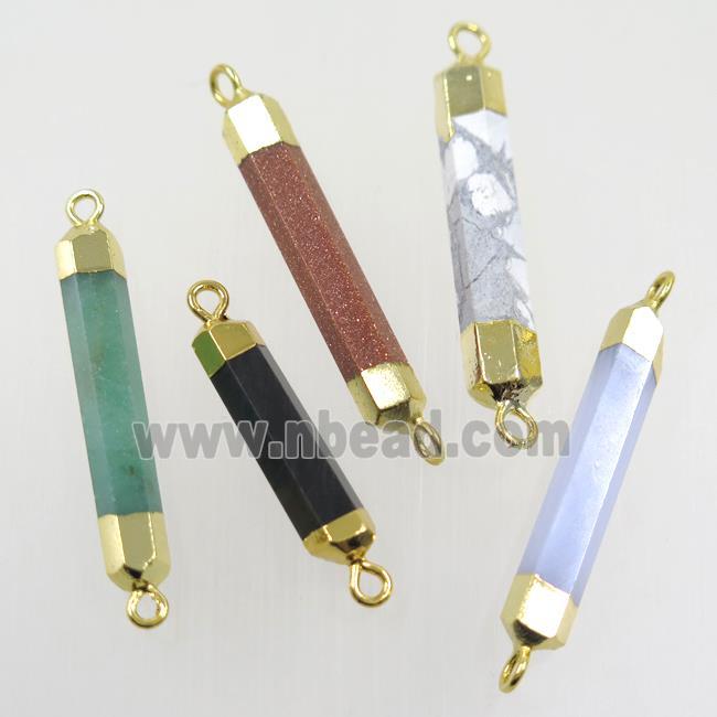 mix gemstone stick connector, gold plated