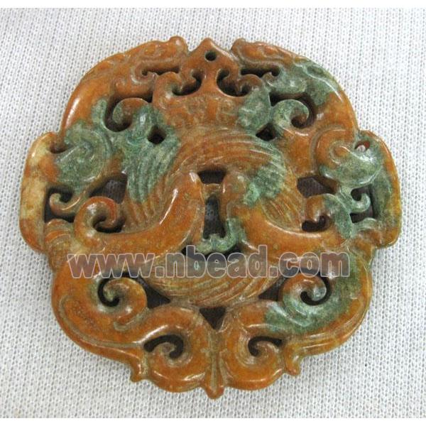 XingJiang Jade pendant, carved, mixed color