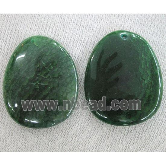 Natural agate stone pendant, slice, green
