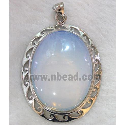 gemstone pendant with opalite cabochon, oval