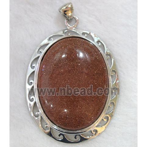 gemstone pendant, goldsand stone, oval