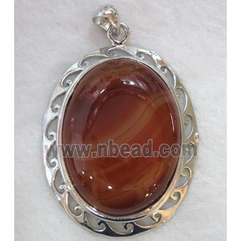 gemstone pendant, red Carnelian, oval