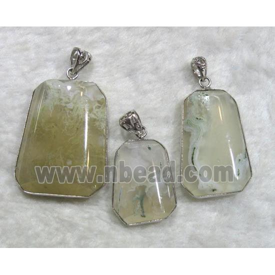 moss agate pendant, freeform, mixed