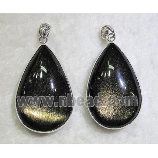 Mahogany Obsidian stone pendant, teardrop
