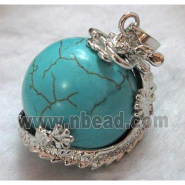turquoise pendant, platinum plated
