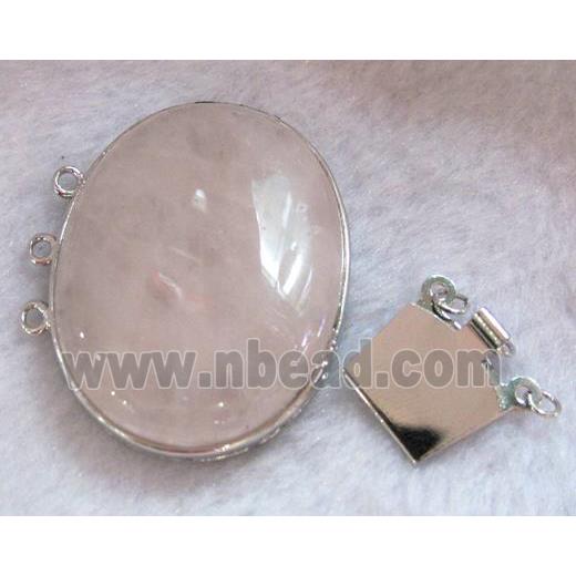 rose quartz connector for necklace, bracelet, platinum plated