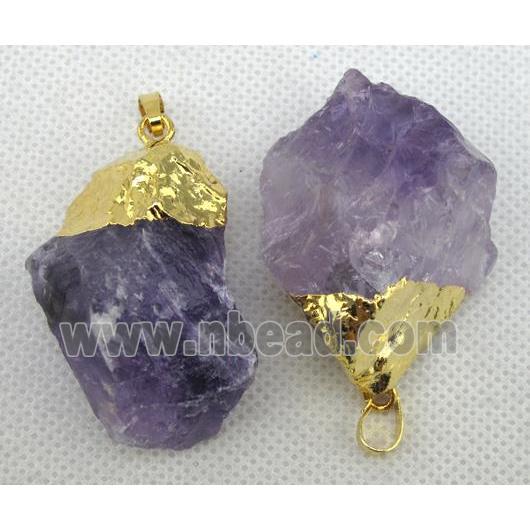 amethyst nugget pendant, gold plated