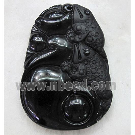 Natural Black Obsidian Buddha Pendant