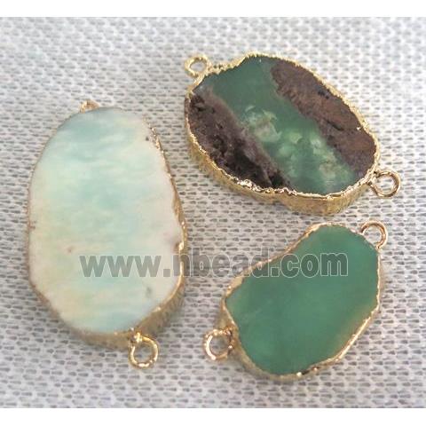 green Australian Chrysoprase Connector, gold plated