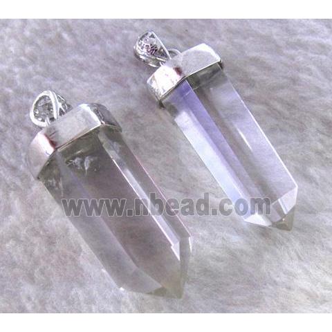 clear quartz stick pendant, freeform