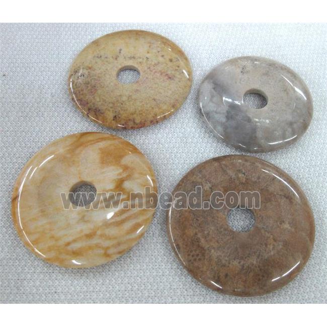 fossil jasper pendant, donut