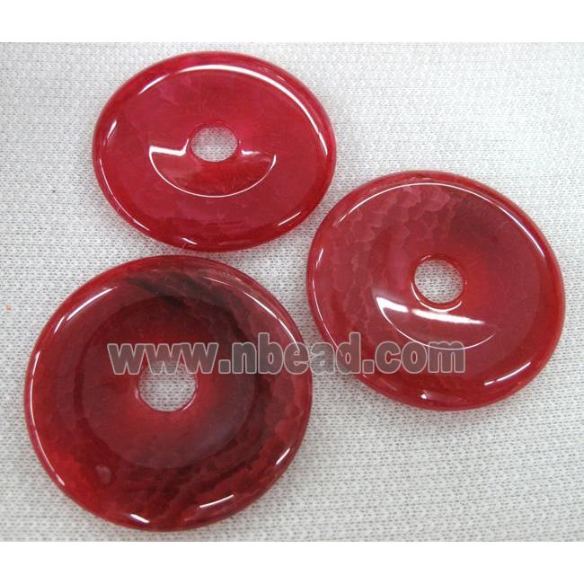 agate donut pendants, red