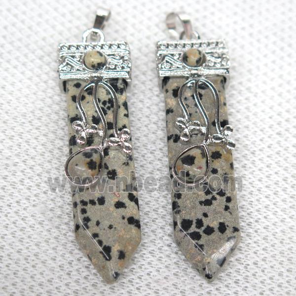 black spotted Dalmatian Jasper arrowhead pendant